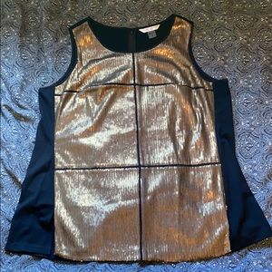 Peter Nygard Women Gold and Black Sequin Tunic 1X